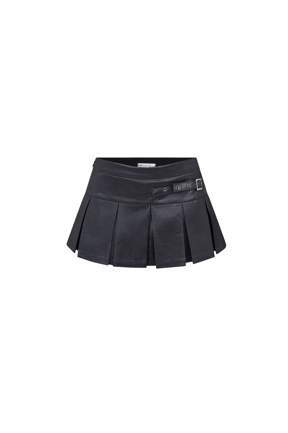 Black Leather Pleated Skirt